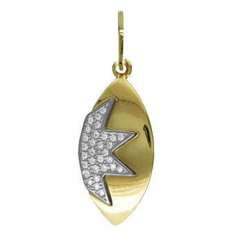 21239 2 Tones Gold Layered Pendant Czs