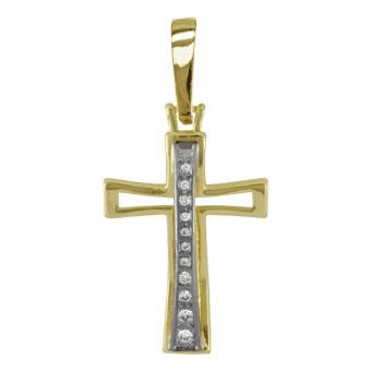 21319 2 Tone Cross Gold Layered Czs