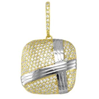 21653 2 tones Czs Gold Layered Pendant