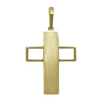 22163 Cross Brush Gold Layered Pendant
