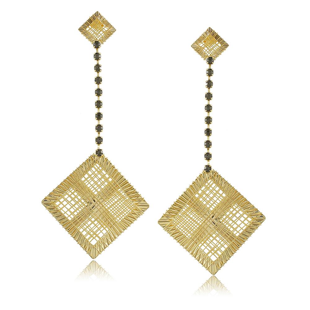 10361R 18K Gold Layered Earring Black