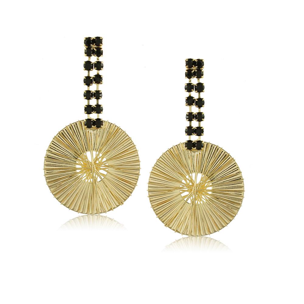 10365R 18K Gold Layered Earring Black