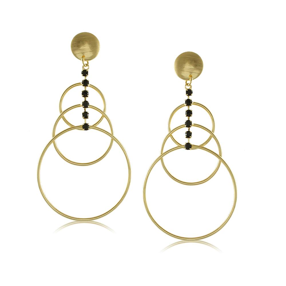 10367R 18K Gold Layered Earring Black