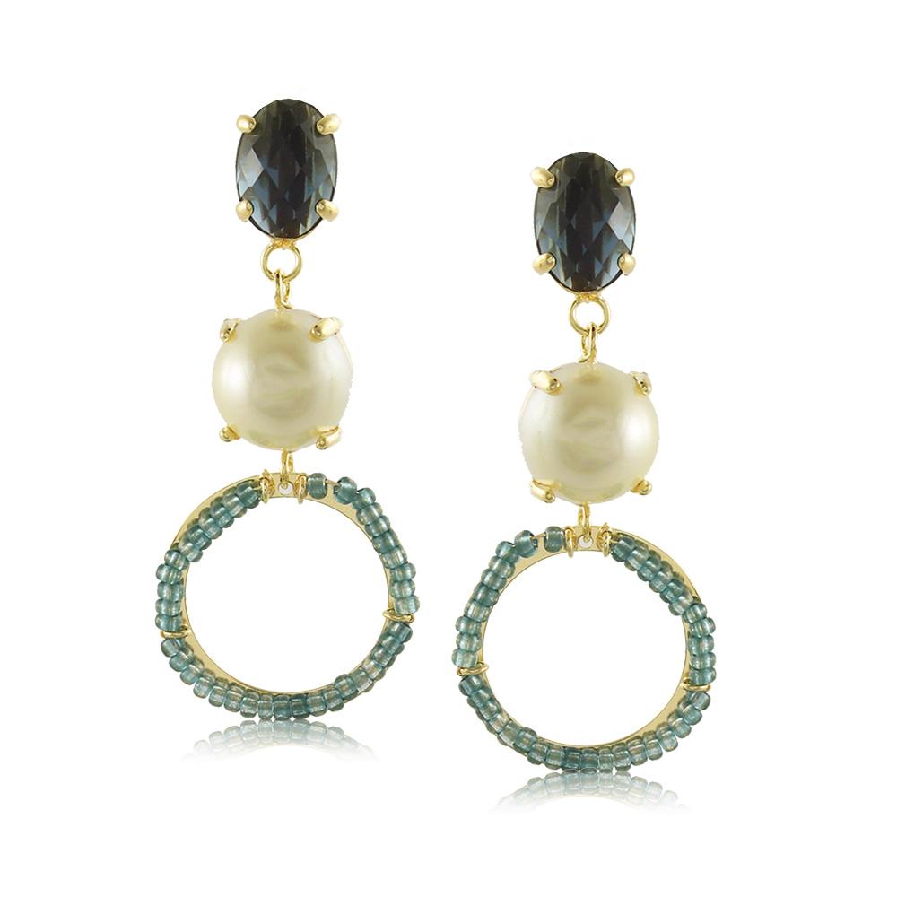 10409R 18K Gold Layered Earring Royal Blue
