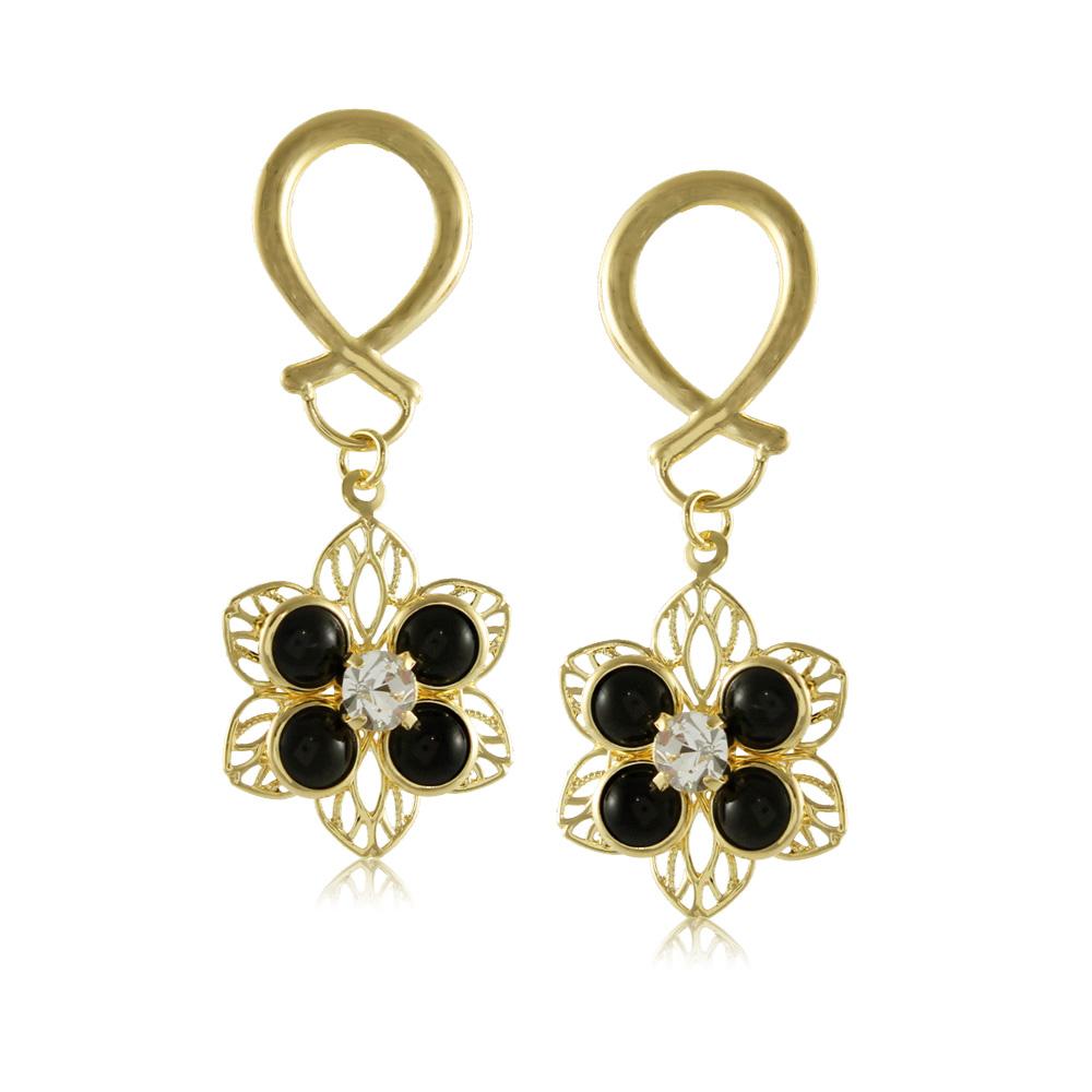 10475R 18K Gold Layered Earring Black
