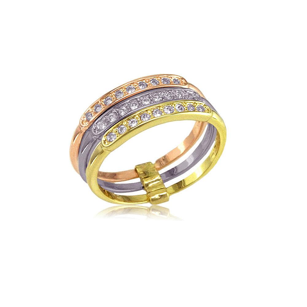 13244 18K Gold Layered 3 Tone Ring