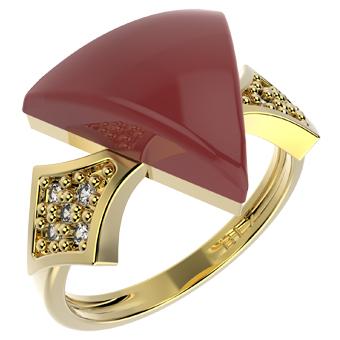 14245 18K Gold Layered CZ and Natural Stone Ring