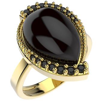 14256 18K Gold Layered CZ and Natural Stone Ring