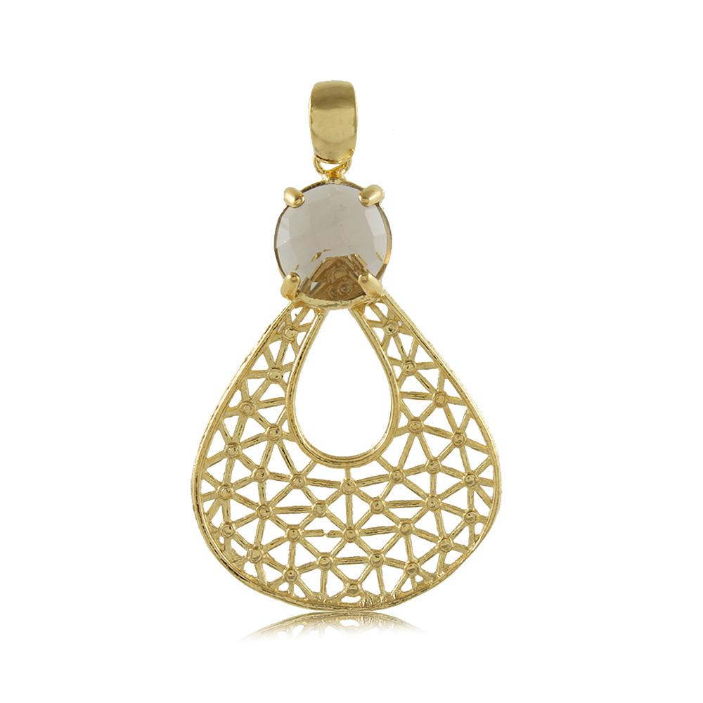 20102R 18K Gold Layered Pendant Gray