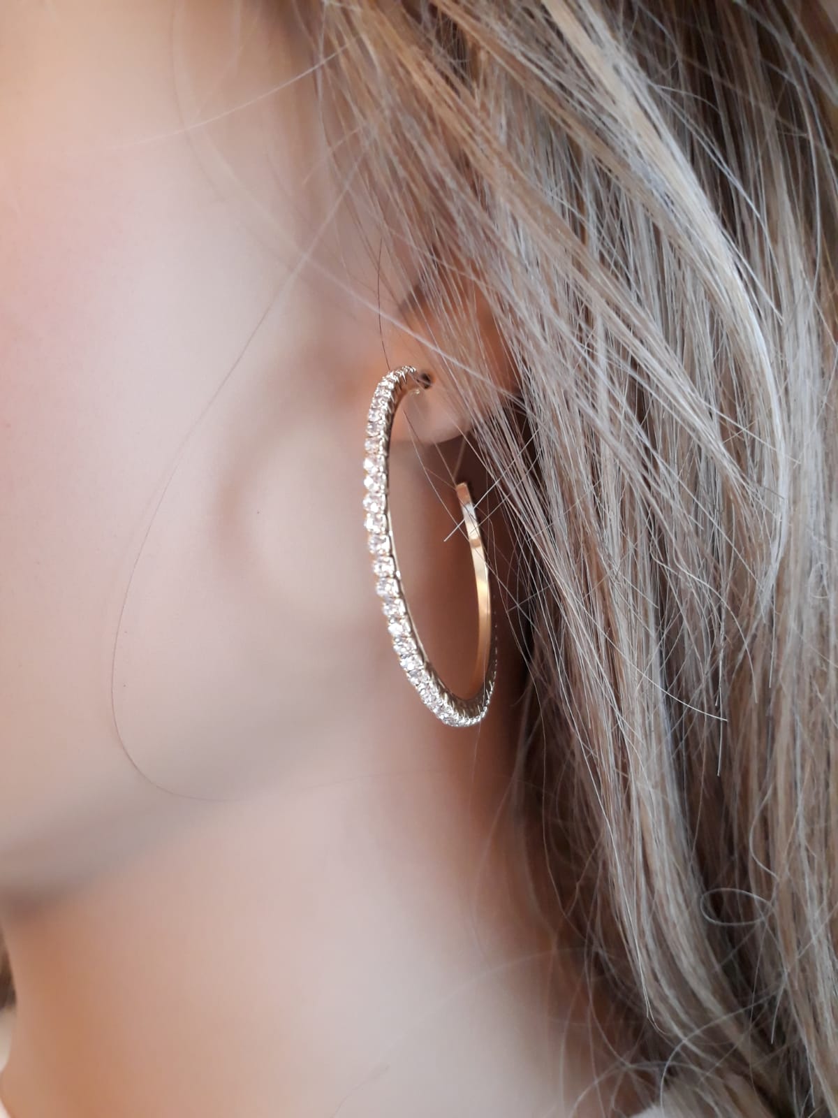 36558 Hoop Earring Crystal diam 25mm/1in