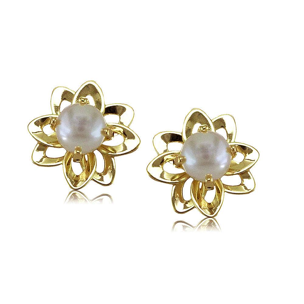 38130 18K Gold Layered -Pearl Earring