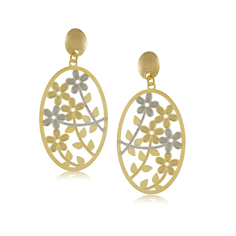 38251 18K Gold Layered -2 Tone Earring