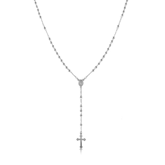 92005R Rosary in Rhodium 45cm/18in