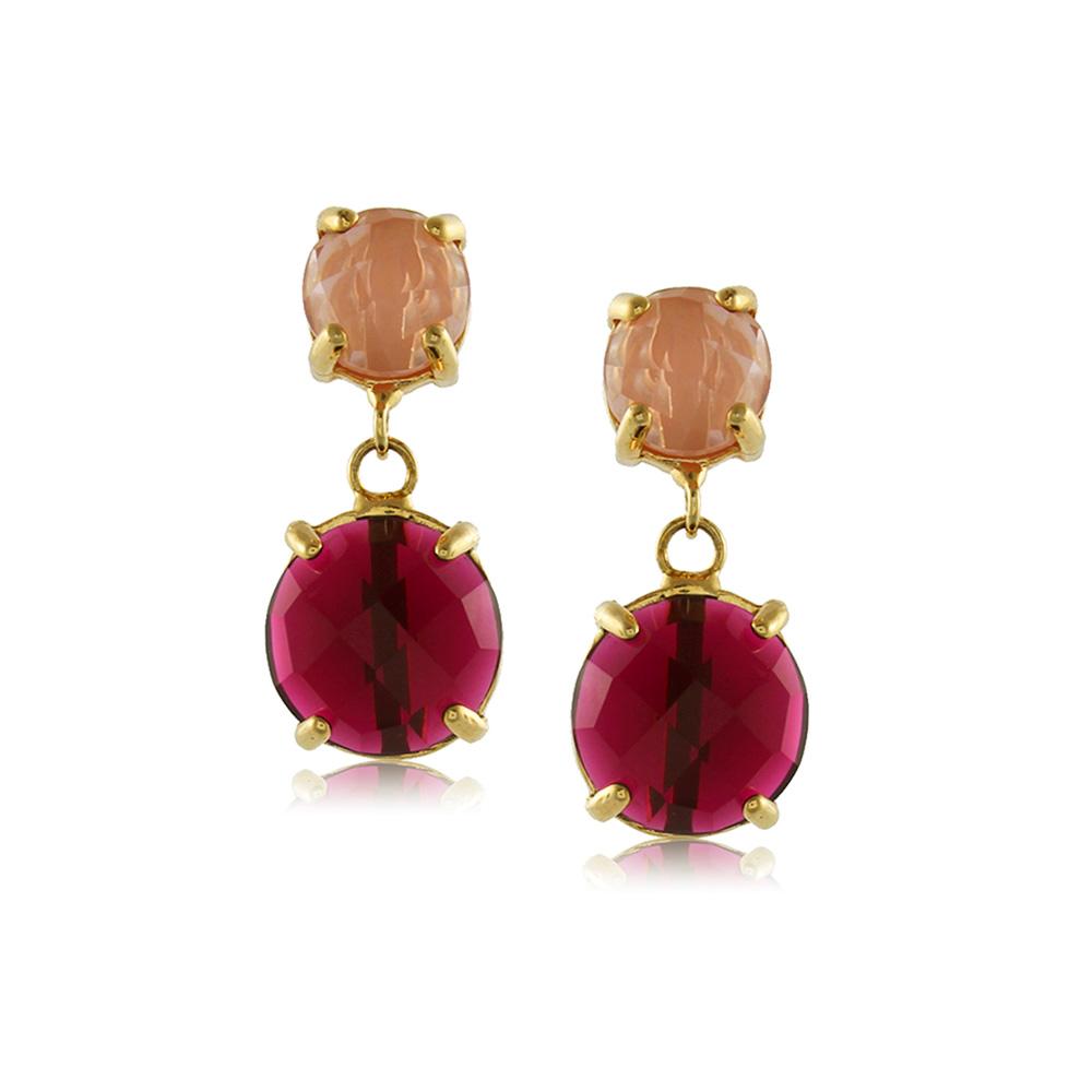 10224R 18K Gold Layered Earring Pink/Purple