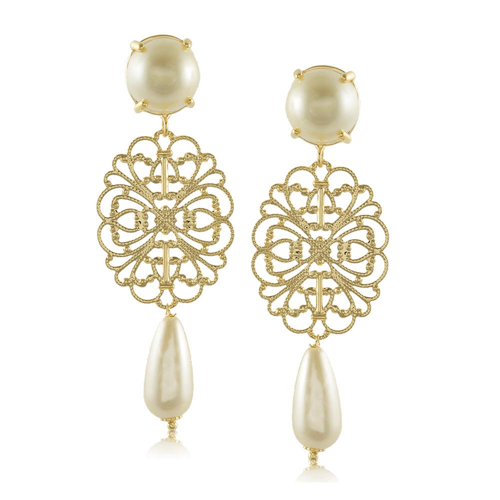10560R 18K Gold Layered Earring Pearl
