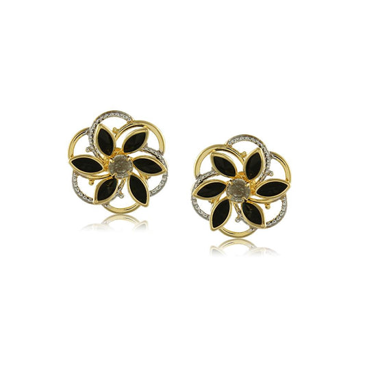 10581R 18K Gold Layered Earring Black