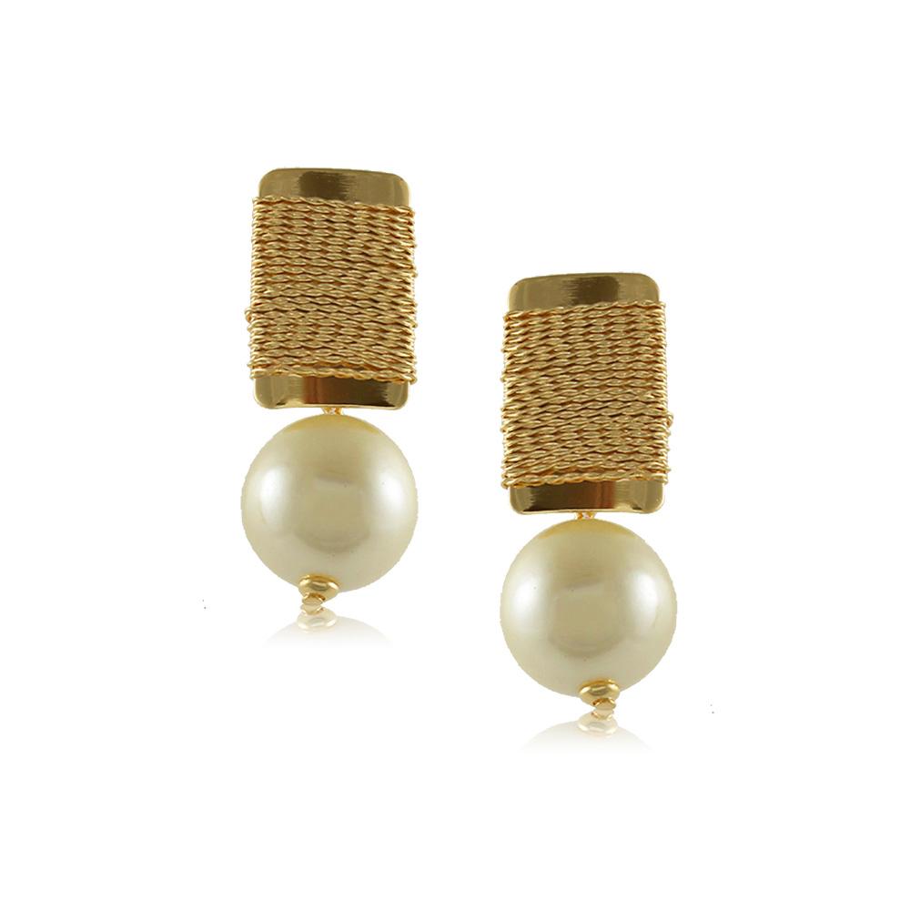 10782R 18K Gold Layered Earring Pearl