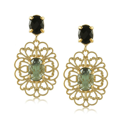 10854R 18K Gold Layered Earring Black