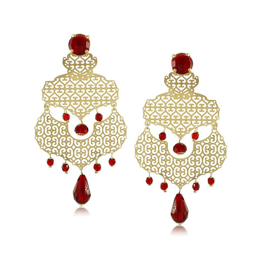 10982R 18K Gold Layered Earring Red