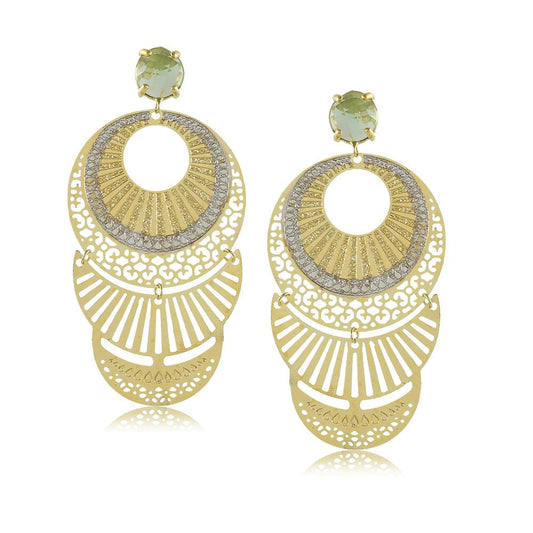 10992R 18K Gold Layered Earring Light Green