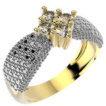 14045 18K Gold Layered Clear CZ Ring