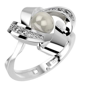 14203P Pearl 925 Silver Women's Ring
