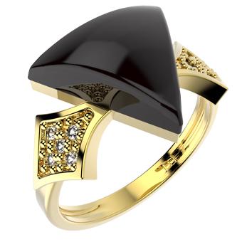 14245 18K Gold Layered CZ and Natural Stone Ring