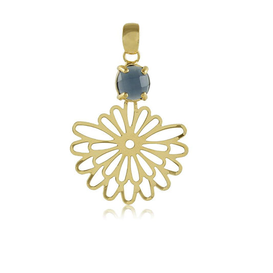 20105R 18K Gold Layered Pendant Dark Blue