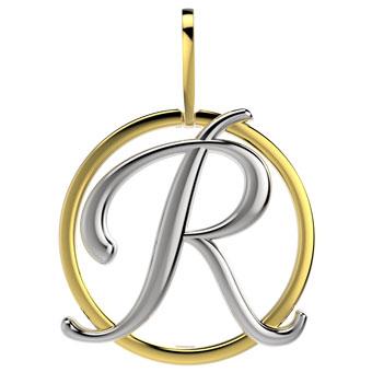 21288-R 18K Gold Layered Pendant Initial R