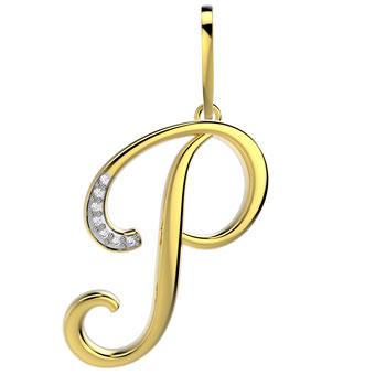 21289-P 18K Gold Layered CZ Pendant Initial P