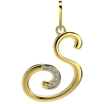 21289-S 18K Gold Layered CZ Pendant Initial S