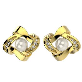 31474 18K Gold Layered Pearl Earring