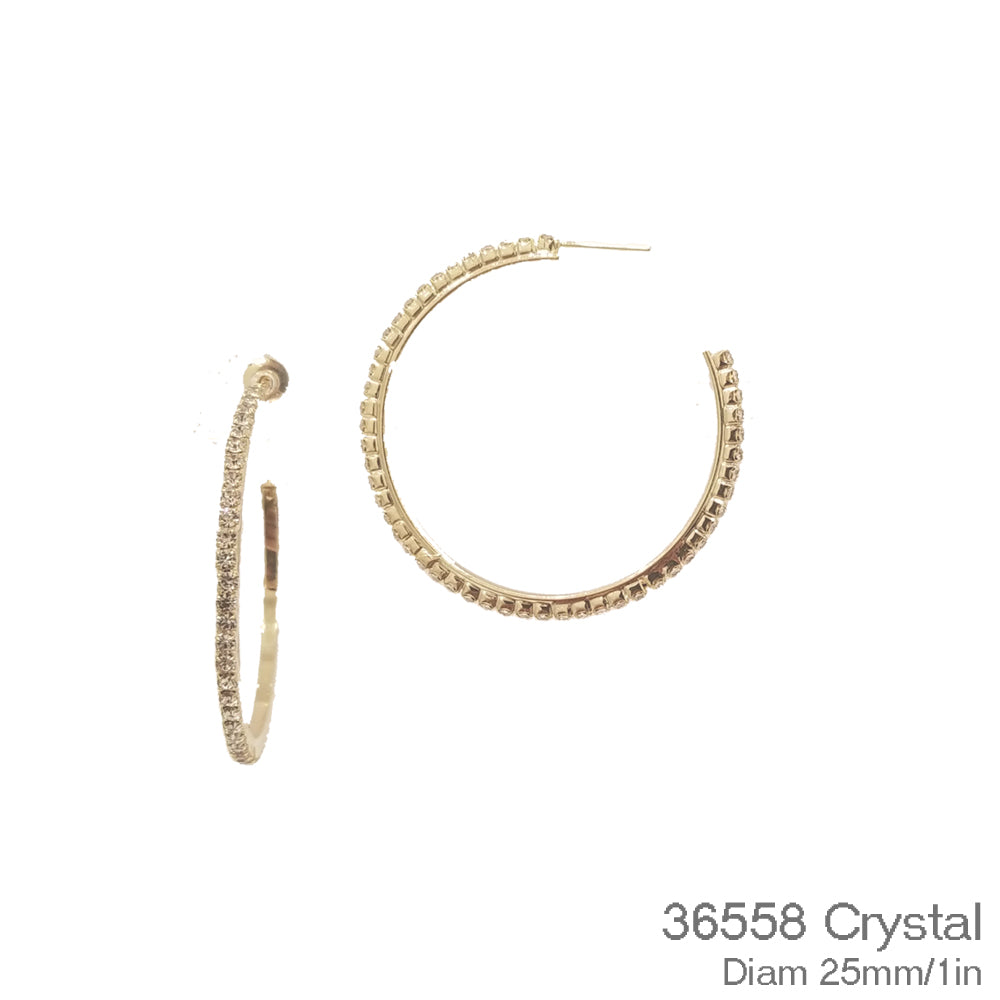36558 Hoop Earring Crystal diam 25mm/1in