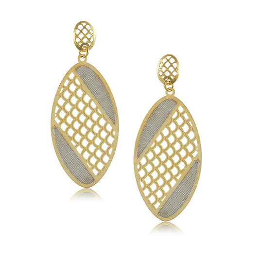 38245 18K Gold Layered -2 Tone Earring