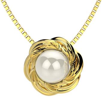 45223 18K Gold Layered Pearl Necklace