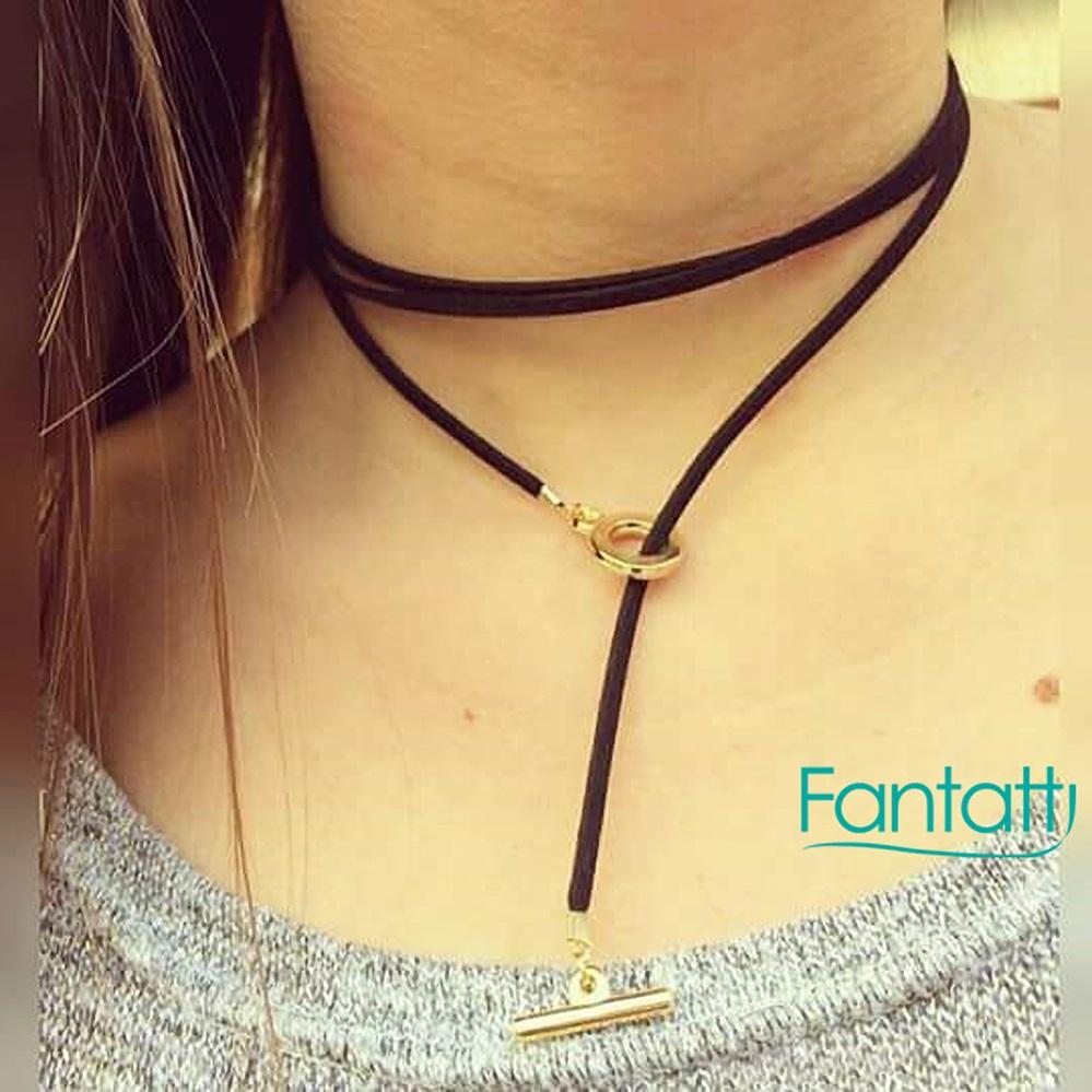 46123 18K Gold Layered Leather Chocker 120cm/48in