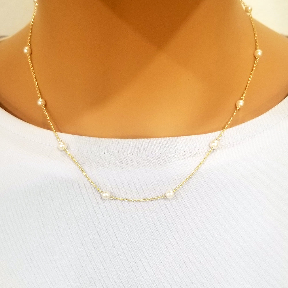 46205 18K Gold Layered Pearl Necklace